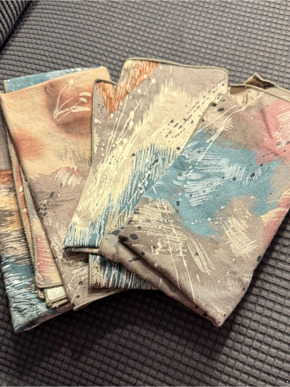 5 napkins  Watercolor Tote or Fabric Set in Taupe, Blue & Peach